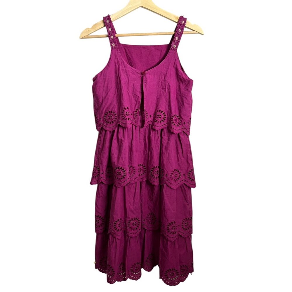 Scotch & Soda Girls Park in Bloom Layered Eyelet Dress Purple 14 Cottagecore - Picture 4 of 16